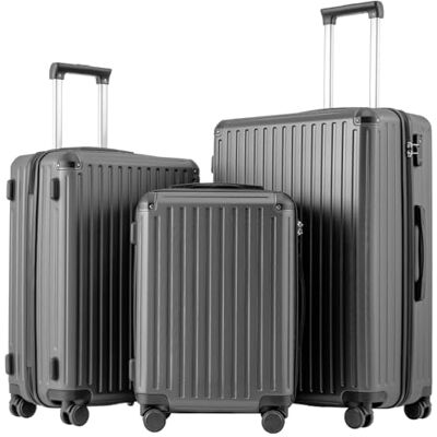 Coolife Harde trolley van ABS-materiaal met TSA-slot, telescopische handgreep en 4 dubbele wielen, grijs., Harde koffer handbagage Coolife Harde trolley van ABS-materiaal met TSA-slot, telescopische handgreep en 4 dubbele wielen, grijs., Harde koffer handbagage