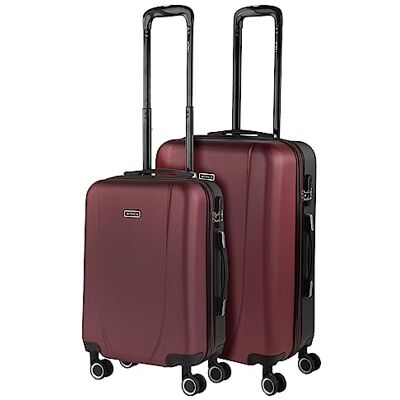 ITACA Set van 3 koffers 55 / 66 / 76 cm ABS 4 harde wielen, duurzaam en licht, hangslot, goedgekeurd voor Ryanair, middelgrote en grote koffers 71100, Granaat-antraciet, informeel ITACA Set van 3 koffers 55 / 66 / 76 cm ABS 4 harde wielen, duurzaam en licht, hangslot, goedgekeurd voor Ryanair, middelgrote en grote koffers 71100, Granaat-antraciet, informeel