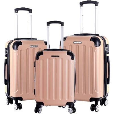 TALK-POINT Set van 3 harde ABS-koffers, TSA-slot, uitbreidbare capaciteit, maat M, L, XL, hoekbescherming, stille 360° wielen, telescopische handgreep, geschikt voor handbagage en stapelbaar TALK-POINT Set van 3 harde ABS-koffers, TSA-slot, uitbreidbare capaciteit, maat M, L, XL, hoekbescherming, stille 360° wielen, telescopische handgreep, geschikt voor handbagage en stapelbaar