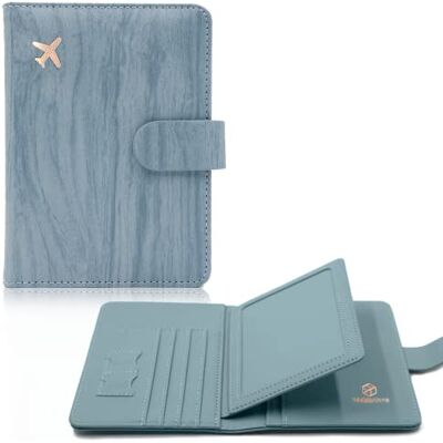Melsbrinna RFID-paspoorthouder voor reizen dames en heren, mooie portemonnee met RFID-blokkering, kaartsleuven, reisetui voor paspoort, blauw Melsbrinna RFID-paspoorthouder voor reizen dames en heren, mooie portemonnee met RFID-blokkering, kaartsleuven, reisetui voor paspoort, blauw