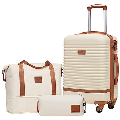 Coolife 3-delige kofferset, met reistassen en toilettas 20 inch kleine koffer voor korte reizen, lichtgewicht ABS, TSA-slot, 360° draaibare wielen, telescopische handgreep Coolife 3-delige kofferset, met reistassen en toilettas 20 inch kleine koffer voor korte reizen, lichtgewicht ABS, TSA-slot, 360° draaibare wielen, telescopische handgreep