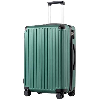 Coolife Harde trolley van ABS-materiaal met TSA-slot, telescopische handgreep en 4 dubbele wielen, Donkergroen, Middelgrote koffer, Harde koffer handbagage Coolife Harde trolley van ABS-materiaal met TSA-slot, telescopische handgreep en 4 dubbele wielen, Donkergroen, Middelgrote koffer, Harde koffer handbagage