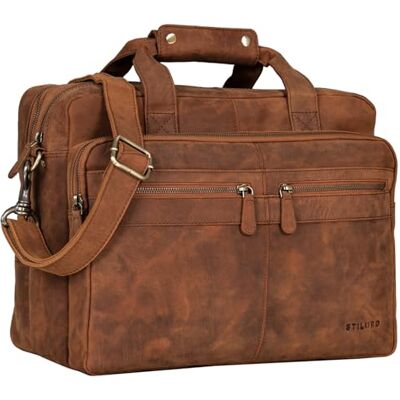 STILORD "Explorer" Leraarstas van leer voor heren en dames – grote vintage schooltas van echt leer met scheidingsriem en computervak – werktassen kleur: bruin – scuro STILORD "Explorer" Leraarstas van leer voor heren en dames – grote vintage schooltas van echt leer met scheidingsriem en computervak – werktassen kleur: bruin – scuro