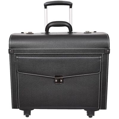A1 FASHION GOODS Trolley van kunstleer, 4 wielen, dubbele vergrendeling, zakelijke reistas Aero, zwart, L, Pilot Case grote cabinekoffer A1 FASHION GOODS Trolley van kunstleer, 4 wielen, dubbele vergrendeling, zakelijke reistas Aero, zwart, L, Pilot Case grote cabinekoffer