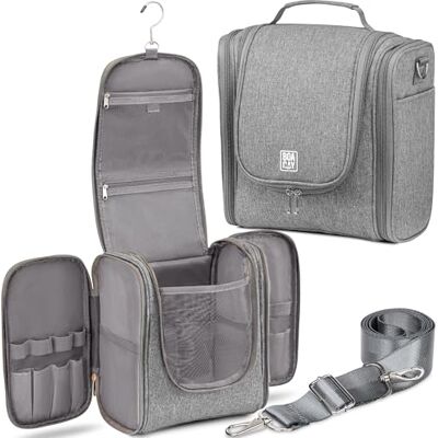 BOACAY Toilettas met grote capaciteit, dames, heren, kinderen, reistas, (X-Large) kwartsgrijs grijs interieur, Toilettas BOACAY Toilettas met grote capaciteit, dames, heren, kinderen, reistas, (X-Large) kwartsgrijs grijs interieur, Toilettas