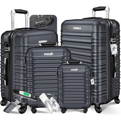 KESSER ® Set van 4 harde ABS-koffers met telescopische handgreep S-M-L-XL, Antraciet KESSER ® Set van 4 harde ABS-koffers met telescopische handgreep S-M-L-XL, Antraciet