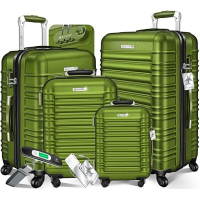 KESSER ® Set van 4 harde ABS-koffers met telescopische handgreep S-M-L-XL, Khaki (stad) KESSER ® Set van 4 harde ABS-koffers met telescopische handgreep S-M-L-XL, Khaki (stad)