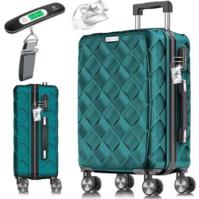 KESSER Reiskoffer, handbagage, harde ABS-koffer met cijferslot, bagageweegschaal en reisportemonnee met 360° wieltjes, voor zaken en reizen, Blauwgroen, Klassiek KESSER Reiskoffer, handbagage, harde ABS-koffer met cijferslot, bagageweegschaal en reisportemonnee met 360° wieltjes, voor zaken en reizen, Blauwgroen, Klassiek
