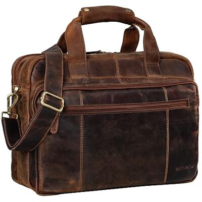 STILORD 'Experience' Lerarentas Leer Schooltas Lerarentas Aktetas Zakelijke Tas Vintage Trolley Attach, Kansas Bruin, koffer STILORD 'Experience' Lerarentas Leer Schooltas Lerarentas Aktetas Zakelijke Tas Vintage Trolley Attach, Kansas Bruin, koffer