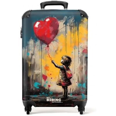 NoBoringSuitcases.com © Harde reiskoffer, rolkoffer, harde schaal van handbagage, middelgroot formaat in 30 afbeeldingen (meisje met ballon in graffitistijl, 55 x 40 x 20 cm) NoBoringSuitcases.com © Harde reiskoffer, rolkoffer, harde schaal van handbagage, middelgroot formaat in 30 afbeeldingen (meisje met ballon in graffitistijl, 55 x 40 x 20 cm)