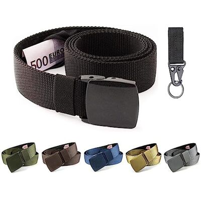BLAINDERS Anti-diefstal reisriem Riem met geheime zak met ritssluiting aan de binnenkant. Geen pit op luchthavens. Verkrijgbaar in 6 kleuren. Gratis karabijnhaak als cadeau., Zwart BLAINDERS Anti-diefstal reisriem Riem met geheime zak met ritssluiting aan de binnenkant. Geen pit op luchthavens. Verkrijgbaar in 6 kleuren. Gratis karabijnhaak als cadeau., Zwart