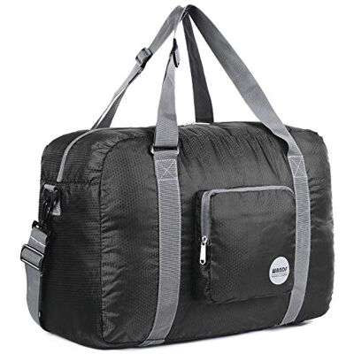WANDF Opvouwbare sporttas met grote waterdichte tas en schoenenvak, super licht voor bagage, sport en yoga, A-40l Zwart, 40L WANDF Opvouwbare sporttas met grote waterdichte tas en schoenenvak, super licht voor bagage, sport en yoga, A-40l Zwart, 40L