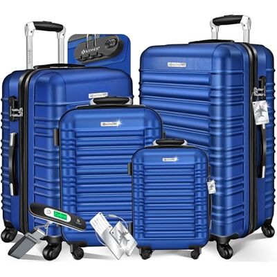 KESSER ® Set van 4 harde ABS-koffers met telescopische handgreep S-M-L-XL, Blauw KESSER ® Set van 4 harde ABS-koffers met telescopische handgreep S-M-L-XL, Blauw