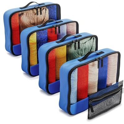 OW-Travel Kofferorganizer, organizer, blauw, M, 5 stuks OW-Travel Kofferorganizer, organizer, blauw, M, 5 stuks