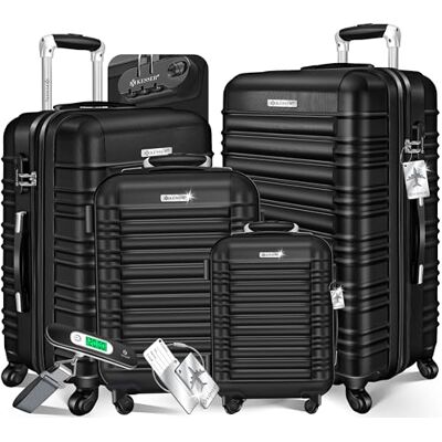 KESSER ® Set van 4 harde ABS-koffers met telescopische handgreep S-M-L-XL, SCHWARZ KESSER ® Set van 4 harde ABS-koffers met telescopische handgreep S-M-L-XL, SCHWARZ
