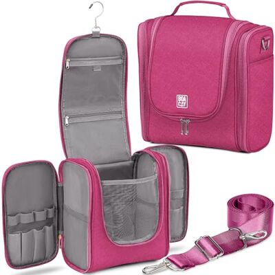 BOACAY Toilettas met grote capaciteit, dames, heren, kinderen, reistas, (X-Large) kersenroze grijs interieur, Toilettas BOACAY Toilettas met grote capaciteit, dames, heren, kinderen, reistas, (X-Large) kersenroze grijs interieur, Toilettas