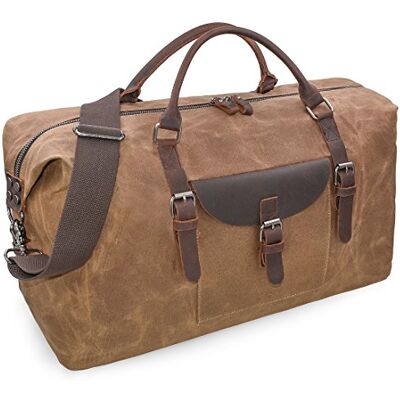 NEWHEY Reistassen voor heren, leer, canvas, waterdicht, grote capaciteit, weekendtas, vintage handbagage, uniseks, bruin, bruin (bruin) .. NEWHEY Reistassen voor heren, leer, canvas, waterdicht, grote capaciteit, weekendtas, vintage handbagage, uniseks, bruin, bruin (bruin) ..