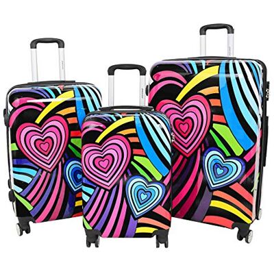 A1 FASHION GOODS Reiskoffer met 4 wielen, uitbreidbaar, hartjesmotief, meerkleurig, Meerkleurig, Koffer A1 FASHION GOODS Reiskoffer met 4 wielen, uitbreidbaar, hartjesmotief, meerkleurig, Meerkleurig, Koffer