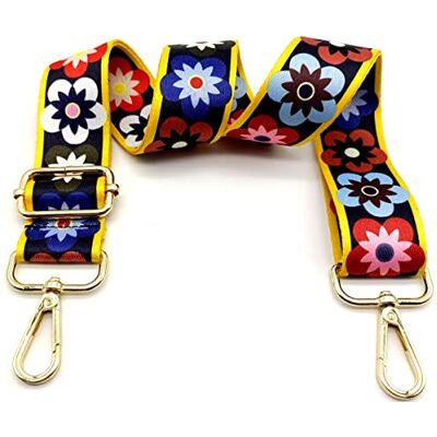 Keriocusi Verstelbare schouderriem, kleurrijke bloemen, verwisselbare tasbanden, breed met gouden karabijnhaak, 80-130 cm, schouderriem voor dames, moderne handtas, 3,8 cm, 03 Keriocusi Verstelbare schouderriem, kleurrijke bloemen, verwisselbare tasbanden, breed met gouden karabijnhaak, 80-130 cm, schouderriem voor dames, moderne handtas, 3,8 cm, 03