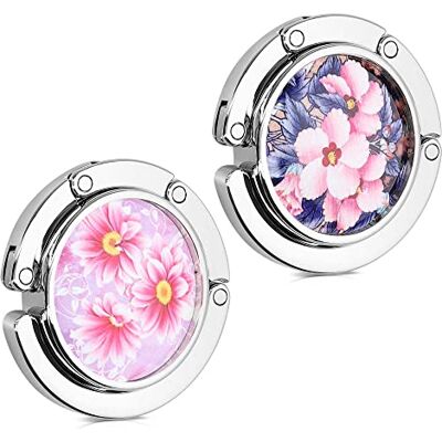kwmobile 2 x handtashaak – opvouwbare metalen zakhouder – zakhouder voor tafel of kantoor – ophangen van handtas en kleine voorwerpen – bloemen wit lichtroze-blauw-geel kwmobile 2 x handtashaak – opvouwbare metalen zakhouder – zakhouder voor tafel of kantoor – ophangen van handtas en kleine voorwerpen – bloemen wit lichtroze-blauw-geel