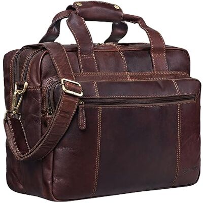 STILORD 'Experience' Lerarentas Leer Schooltas Lerarentas Aktetas Zakelijke Tas Vintage Trolley Attach, Cognac Donker Bruin, koffer STILORD 'Experience' Lerarentas Leer Schooltas Lerarentas Aktetas Zakelijke Tas Vintage Trolley Attach, Cognac Donker Bruin, koffer