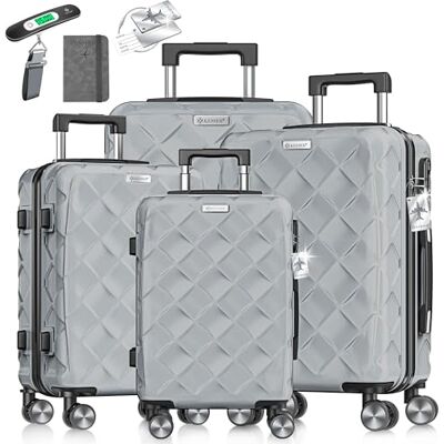KESSER Set van 4 reiskoffers van ABS, hardcase, met cijferslot, bagageweegschaal en reisportemonnee, 360 graden wielen, handbagage en grote koffer voor trolley KESSER Set van 4 reiskoffers van ABS, hardcase, met cijferslot, bagageweegschaal en reisportemonnee, 360 graden wielen, handbagage en grote koffer voor trolley