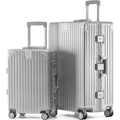 KOFA Zürich Set van 2 harde koffers met stevig aluminium frame, maat M, 55 cm en XL, 75 cm, transportkoffer + incheckkoffer, reiskoffer spinner met 4 wielen en dubbele koffer KOFA Zürich Set van 2 harde koffers met stevig aluminium frame, maat M, 55 cm en XL, 75 cm, transportkoffer + incheckkoffer, reiskoffer spinner met 4 wielen en dubbele koffer