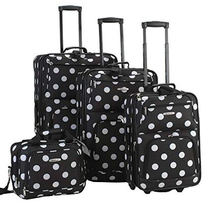 Rockland Polka Softside Kofferset, rechts, Zwarte stip., Polka Softside Kofferset, rechts Rockland Polka Softside Kofferset, rechts, Zwarte stip., Polka Softside Kofferset, rechts