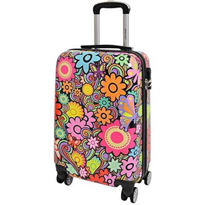 House of Luggage Harde cabinekoffer met vier wielen met print, bloemenprint, cabine, handcabine House of Luggage Harde cabinekoffer met vier wielen met print, bloemenprint, cabine, handcabine