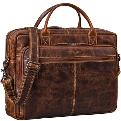 STILORD "Zenon" Leren aktetas voor laptop 15,6-16 inch grote zakelijke tas met schouderriem werktas van echt leer voor dames en heren kleur: luino bruin STILORD "Zenon" Leren aktetas voor laptop 15,6-16 inch grote zakelijke tas met schouderriem werktas van echt leer voor dames en heren kleur: luino bruin