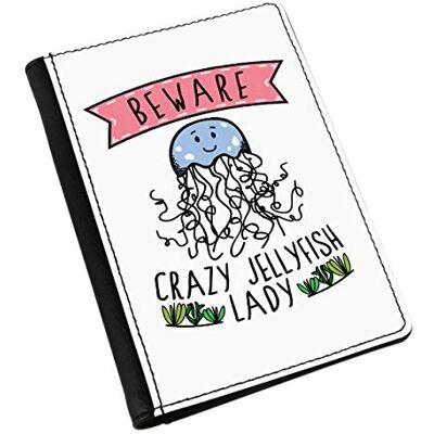 Gift Base Paspoorthoes "Beware Crazy Jellyfish Lady", zwart, universele pasvorm, Europeer, zwart., Universal Fit, Europees Gift Base Paspoorthoes "Beware Crazy Jellyfish Lady", zwart, universele pasvorm, Europeer, zwart., Universal Fit, Europees