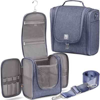 BOACAY Toilettas met grote capaciteit, dames, heren, kinderen, reistas, Paars Blauw Grijs Interieur, Toilettas BOACAY Toilettas met grote capaciteit, dames, heren, kinderen, reistas, Paars Blauw Grijs Interieur, Toilettas