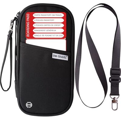 OW-Travel Paspoorthouder, RFID-documententas, zwart, 4 paspoorten Gemakkelijk te herkennen TSA-kofferriem met etiket, bagageriem voor koffers en vliegtuigaccessoires OW-Travel Paspoorthouder, RFID-documententas, zwart, 4 paspoorten Gemakkelijk te herkennen TSA-kofferriem met etiket, bagageriem voor koffers en vliegtuigaccessoires