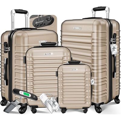 KESSER ® Set van 4 harde ABS-koffers met telescopische handgreep S-M-L-XL, Champagne KESSER ® Set van 4 harde ABS-koffers met telescopische handgreep S-M-L-XL, Champagne