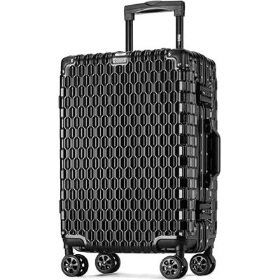 POSH Harde koffer van polycarbonaat met aluminium frame en TSA-sloten, M, L, XL, reiskoffer 60, 70, 80 cm, 360 graden geruisloos, dubbele wielen, zwart., Harde behuizing van polycarbonaat, frame van POSH Harde koffer van polycarbonaat met aluminium frame en TSA-sloten, M, L, XL, reiskoffer 60, 70, 80 cm, 360 graden geruisloos, dubbele wielen, zwart., Harde behuizing van polycarbonaat, frame van