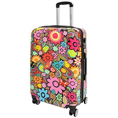 A1 FASHION GOODS Koffer met 4 wielen van hard polycarbonaat met veelkleurige bloemenprint Lichtgewicht reistassen Orchidee, Meerkleurig, Koffer A1 FASHION GOODS Koffer met 4 wielen van hard polycarbonaat met veelkleurige bloemenprint Lichtgewicht reistassen Orchidee, Meerkleurig, Koffer