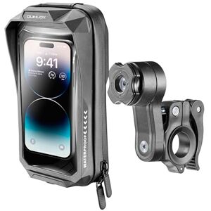 Interphone QUIKLOX Universele waterdichte motorhoes tot 7 inch met rond stuur mobiele telefoonhouder, QUIKLOX modulair systeem, compatibel met Quiklox accessoires Interphone QUIKLOX Universele waterdichte motorhoes tot 7 inch met rond stuur mobiele telefoonhouder, QUIKLOX modulair systeem, compatibel met Quiklox accessoires