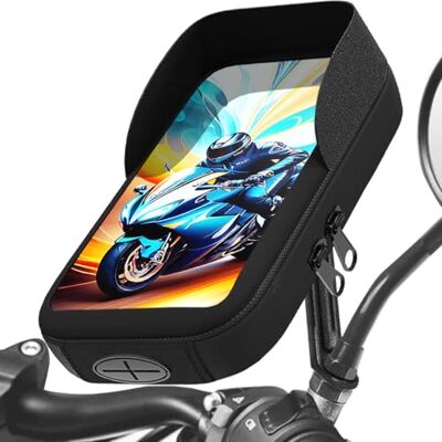Turnaroundtech Mobiele telefoonhouder voor motorfiets en scooter, waterdichte hoes met anti-verblindingsafdekking, compatibel met telefoons tot 7,5 inch, geschikt voor motorspiegel Turnaroundtech Mobiele telefoonhouder voor motorfiets en scooter, waterdichte hoes met anti-verblindingsafdekking, compatibel met telefoons tot 7,5 inch, geschikt voor motorspiegel