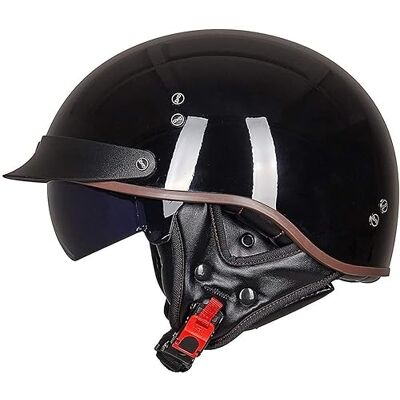 KKVGP Halve helm voor motorfiets, retro, open helm, Duits, heren, dames, fiets, cruiser, chopper, bromfiets, scooter, halve helm, vintage, ECEDOT-goedgekeurd KKVGP Halve helm voor motorfiets, retro, open helm, Duits, heren, dames, fiets, cruiser, chopper, bromfiets, scooter, halve helm, vintage, ECEDOT-goedgekeurd
