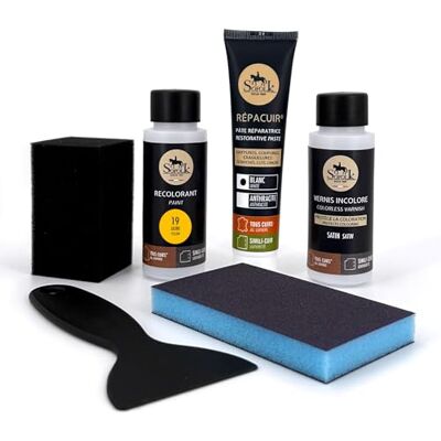 SOFOLK DEPUIS 1989 Leren renovatieset, 21 kleuren: Reparatie + leer + lak voor stuur of reparatie van autostoel, stoel, zadel, jas, schoenen enz. (19-geel) SOFOLK DEPUIS 1989 Leren renovatieset, 21 kleuren: Reparatie + leer + lak voor stuur of reparatie van autostoel, stoel, zadel, jas, schoenen enz. (19-geel)