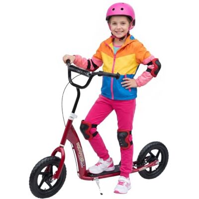 HOMCOM Scooter met banden, 30 cm, hoogte verstelbaar stuur, handgreep rem en standaard HOMCOM Scooter met banden, 30 cm, hoogte verstelbaar stuur, handgreep rem en standaard