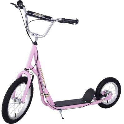 HOMCOM Scooter voor kinderen vanaf 5 jaar, grote banden, verstelbaar stuur, handgrepen, remmen en standaard, staal HOMCOM Scooter voor kinderen vanaf 5 jaar, grote banden, verstelbaar stuur, handgrepen, remmen en standaard, staal