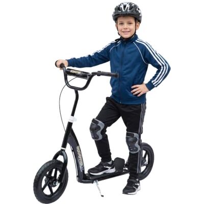 HOMCOM Scooter met banden, 30 cm, hoogte verstelbaar stuur, handgreep rem en standaard HOMCOM Scooter met banden, 30 cm, hoogte verstelbaar stuur, handgreep rem en standaard