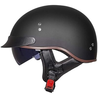 KKVGP Halve helm voor motorfiets, retro, open helm, Duits, heren, dames, fiets, cruiser, chopper, bromfiets, scooter, halve helm, vintage, ECEDOT-goedgekeurd KKVGP Halve helm voor motorfiets, retro, open helm, Duits, heren, dames, fiets, cruiser, chopper, bromfiets, scooter, halve helm, vintage, ECEDOT-goedgekeurd