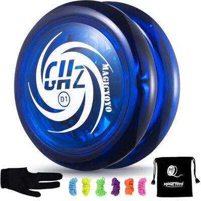 YOSTAR D1 Professionele Yoyo voor beginners met slow, looping – responsieve Yoyo voor kinderen, trick met 6 koorden, handschoenen, tas (blauw) YOSTAR D1 Professionele Yoyo voor beginners met slow, looping – responsieve Yoyo voor kinderen, trick met 6 koorden, handschoenen, tas (blauw)