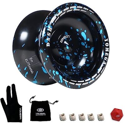 Yomega Dash Yoyo Yoyo Pro aluminium Yoyo Pro met C-kogellagers voor geavanceerde yo yo yo trucs + 5 extra snaren + handschoen + tas + snijmatrix (zwart blauw) Yomega Dash Yoyo Yoyo Pro aluminium Yoyo Pro met C-kogellagers voor geavanceerde yo yo yo trucs + 5 extra snaren + handschoen + tas + snijmatrix (zwart blauw)