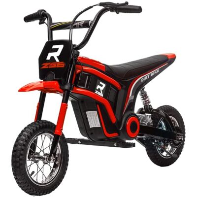 HOMCOM Elektrische crossmotor voor kinderen, 350 W, accu, 12 V, 8-12 jaar Elektrische motorfiets voor kinderen, snelheid 8-16 km/u, opblaasbare banden 30,5 cm, schokdemper achter, claxon en muziek HOMCOM Elektrische crossmotor voor kinderen, 350 W, accu, 12 V, 8-12 jaar Elektrische motorfiets voor kinderen, snelheid 8-16 km/u, opblaasbare banden 30,5 cm, schokdemper achter, claxon en muziek
