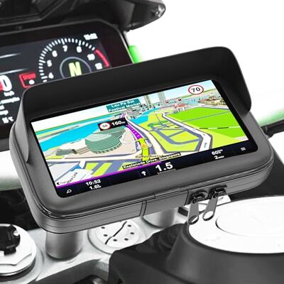 Turnaroundtech Mobiele telefoonhouder voor motorfiets, waterdicht, met Snelle verbinding, anti-verblinding vizier, onbreekbare stuurhouder Turnaroundtech Mobiele telefoonhouder voor motorfiets, waterdicht, met Snelle verbinding, anti-verblinding vizier, onbreekbare stuurhouder