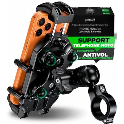 MOGGAM Telefoonhouder voor motorfiets, anti-trilling, diefstal, zeer robuust, bevestiging voor veilig stuur, compatibel met smartphones met ruggeriseerd, 5,4 tot 7,2 inch, Trail Adventure Enduro Touring Offroad MOGGAM Telefoonhouder voor motorfiets, anti-trilling, diefstal, zeer robuust, bevestiging voor veilig stuur, compatibel met smartphones met ruggeriseerd, 5,4 tot 7,2 inch, Trail Adventure Enduro Touring Offroad