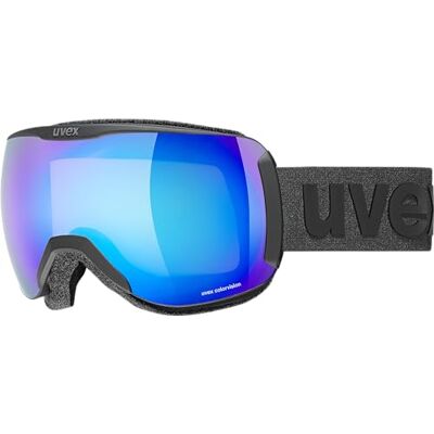 Uvex Downhill 2100 Cv Skibril voor mannen en vrouwen, hoog contrast, vervormingsvrij en anti-condens, matzwart/blauw/groen, eenheidsmaat Uvex Downhill 2100 Cv Skibril voor mannen en vrouwen, hoog contrast, vervormingsvrij en anti-condens, matzwart/blauw/groen, eenheidsmaat